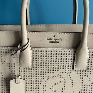 Kate Spade Cream Perforated Leather Tote